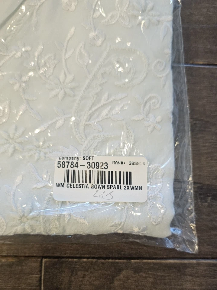 NOVO Vestido de Noite Soft Surroundings Branco Celestia Bordado Recorte 2X Novo na embalagem - Imagem 4 de 4
