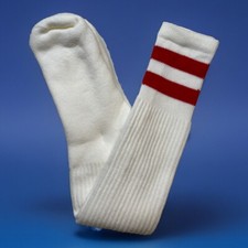 VTG Socks 9-11 21" Over Calf Sport Striped Football Acrylic Nylon Red 80's 90s