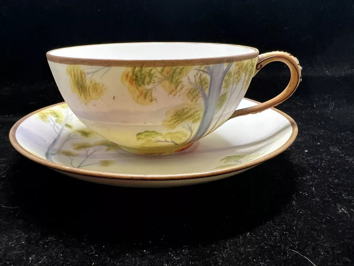 Antique NORITAKE Nippon Hand Painted.Tree Tea/Coffee Set.