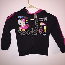 GIRLS HELLO KITTY HOODED ZIPPERED EMBELISHED SWEATSHIRT SIZE 4/5 GUC