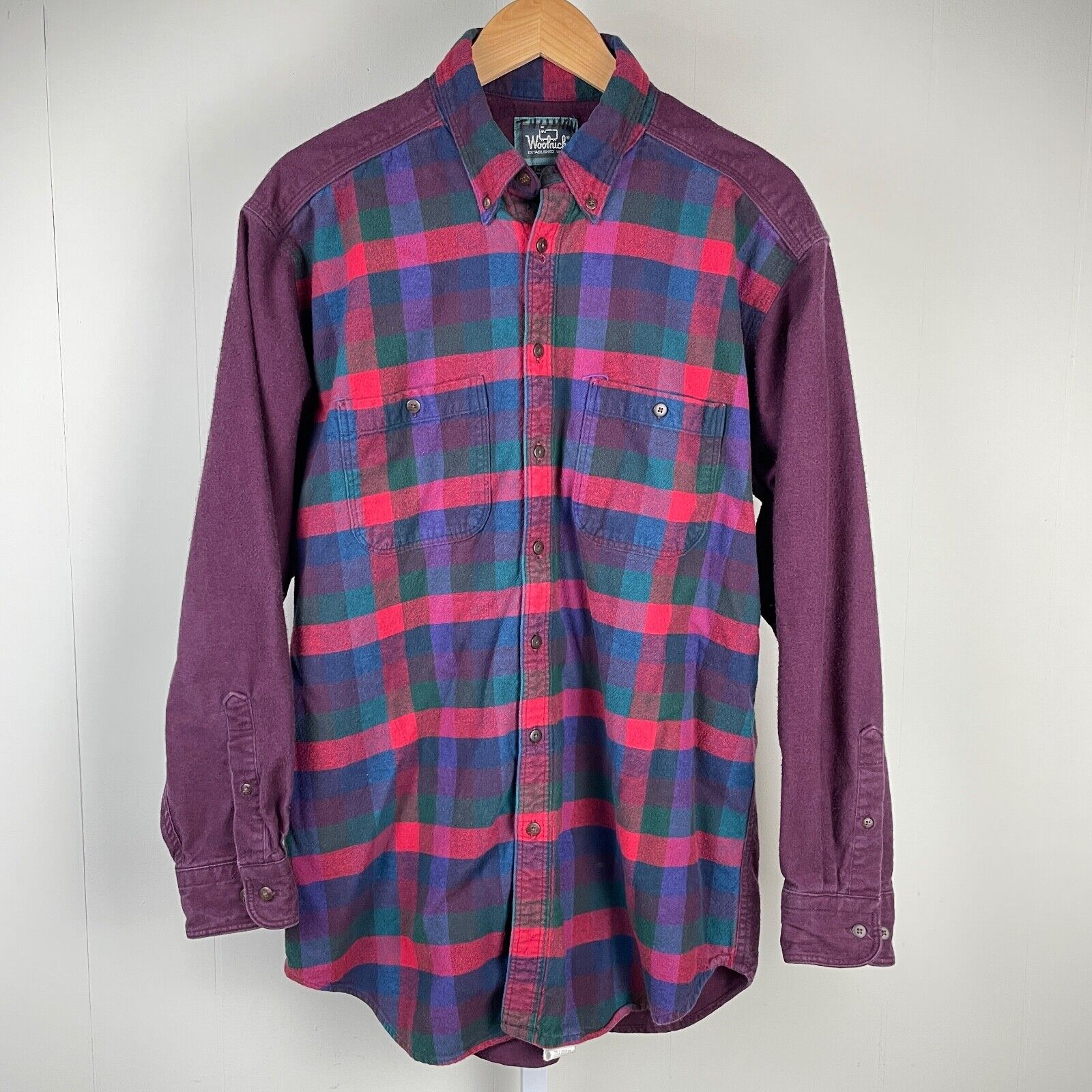 Vintage Woolrich Mens Checkered Plaid Flannel Shi… - image 1