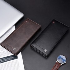 Mens Business Bifold Wallet Long Clutch Leather Purse RFID Blocking Card Holder