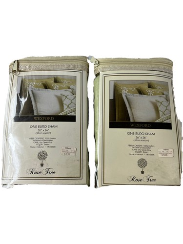 Rose Tree Euro Sham Wexford Green White 26x26 Set of 2 - Picture 2 of 5