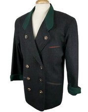 Bayerischer Bavaria Loden Charcoal Gray Wool Fully Lined Jacket Women EU40 US 10