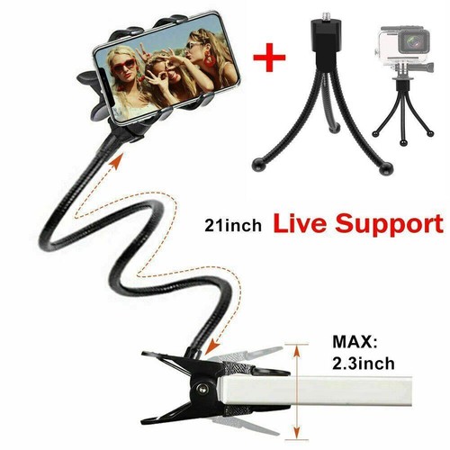 21Inch Webcam Stand Flexible Desk Mount Clamp Gooseneck Stand+Mini Tripod Holder - Picture 2 of 17