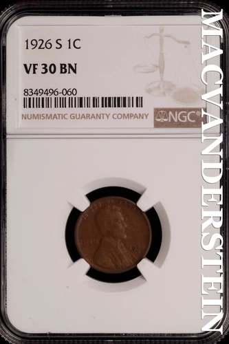 1926-S Lincoln Wheat Cent - NGC VF 30 BN - Scarce  No Reserve  #SLH190