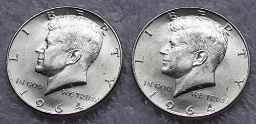 *2* US MINT - 1964D - JOHN F. KENNEDY 90% SILVER HALF DOLLARS - Uncirculated