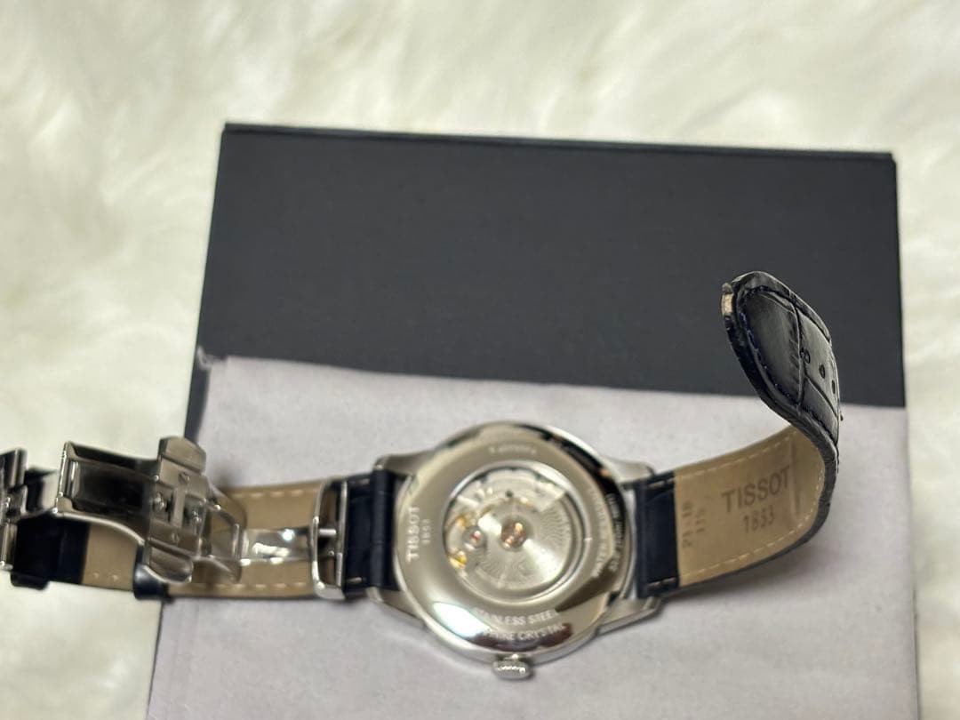 TISSOT Chemin des Tourelles Powermatic 80 Blue Black Leather Dress Watch