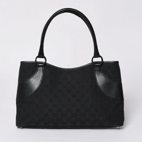 Gucci I i One Shoulder Handbag 113015 001013 GG Canvas Leather Black r17_0702