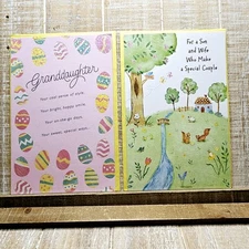 American Greetings Easter Card 6x8 2 Piece Lot Granddaughter Son Wife Family