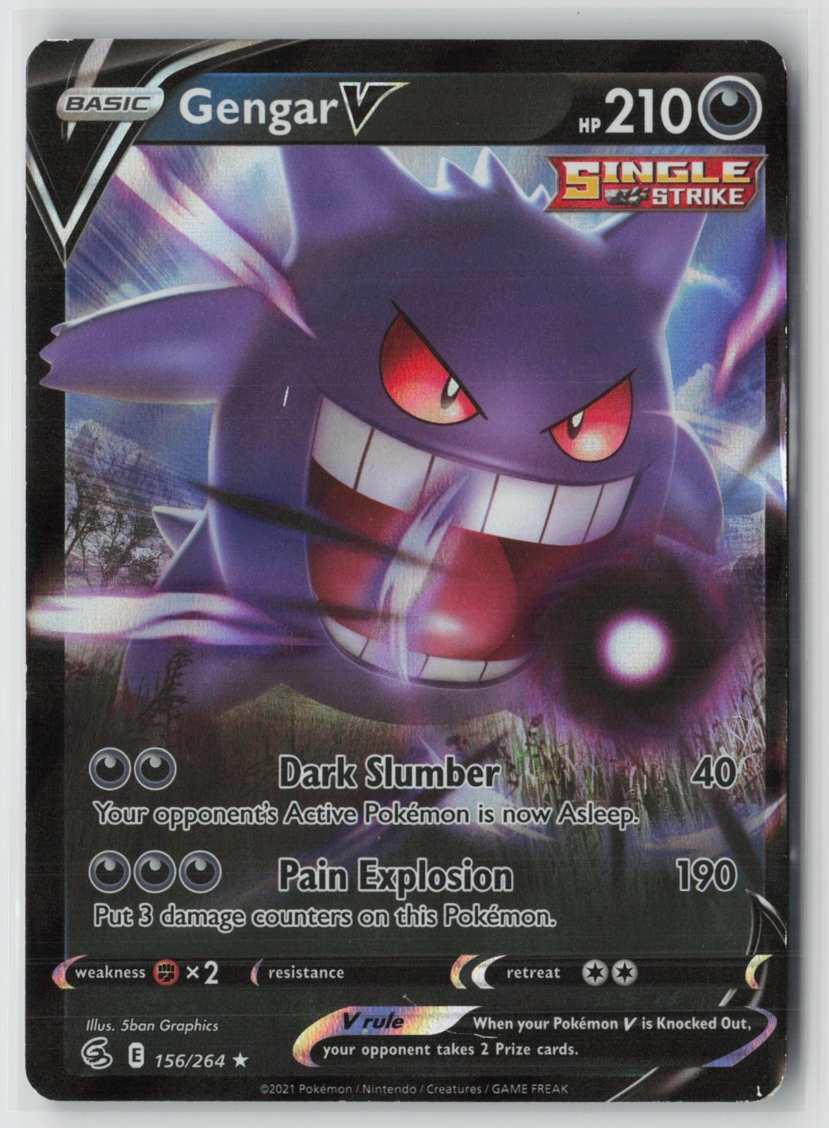 Gengar V 156/264 Holo V Rare Fusion Strike Pokemon Holo Moderately Played