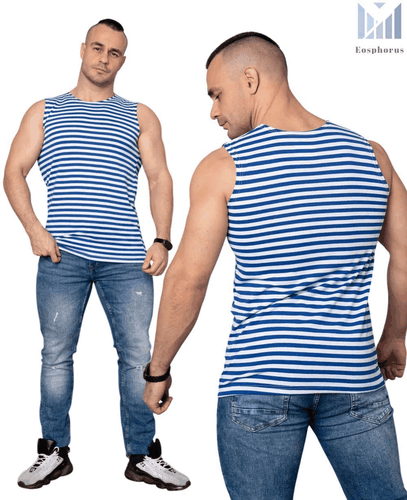 Tank Top ärmelloses Shirt Baumwolle hellblau Original Telnyashka 4XL Größe - Bild 6 von 7