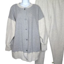 Vintage Victorias Secret Gold Label Knit Track Suit Cardigan Sweatpants Set Larg