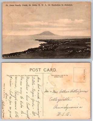 St. Kitts BWI St. Anns Sandy Point St. Eustatius View V. E. John Postcard