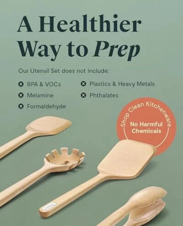 Caraway Wooden Utensil Set - 5 Piece Cooking Utensil Set - Spoon-(Open Box ) - Image 4 of 4