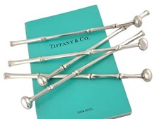 Rare Sterling Silver Tiffany & Co Muddler / Stirrer Bamboo ~$395 each