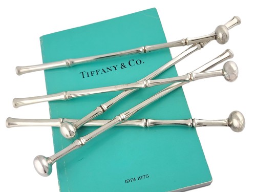 Rare Sterling Silver Tiffany & Co Muddler / Stirrer Bamboo ~$395 each