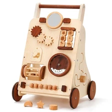 Wooden Baby Walker, Adjustable Speed Push Walker, Montessori Walker for Boys ...