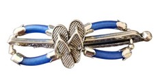Lilla Rose FLEXI Clip Blue Tube Silvertone Hair Charm Size Small