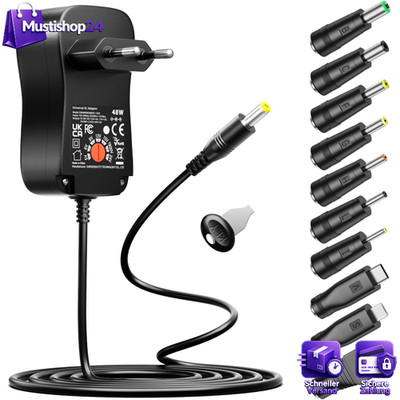 Netzteil 48W AC DC 5V-24V Adapter mit 10 DC Steckern für LED Streifen Elektronik
