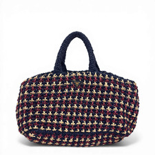 PRADA Crochet Raffia Tote Bag Multicolor