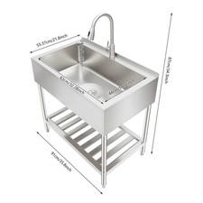 Stainless Steel Kitchen Sink Stainless Steel Laundry Sink Silver with Faucet