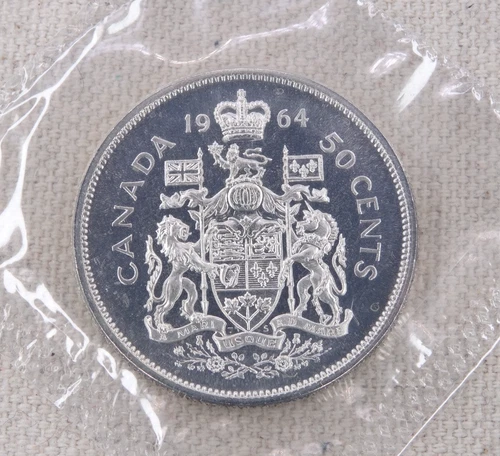 1964 Canada Proof Like Silver Half Dollar .800 Fine Canadian 50C Elizabeth II