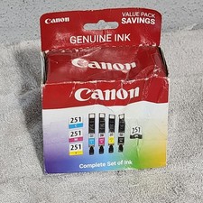 Canon CLI-251 BK CLI-251 CMY Ink Cartridge 4 Pak Genuine New Sealed Box