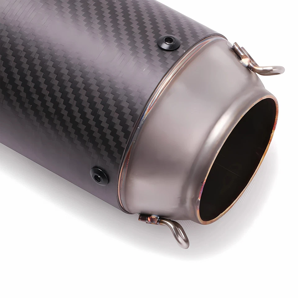 160mm Universal Motorcycle Bike Slip on Carbon Fiber Exhaust Muffler Pipe 51mm - Изображение 3 из 4