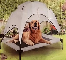 Large Elevated Dog Bed  Solar Tech Canopy Outdoor Cot 42"L x30"Wx7"H Up To 175 