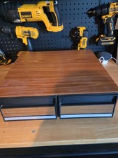 Vintage 2 Drawer VHS VCR Tape Storage Case, Wood Grain, Holds 24 Tapes