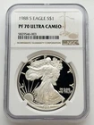 1988-S American Silver Eagle Proof ASE $1 NGC PF70 PR70 UCAM Ultra Cameo Coin
