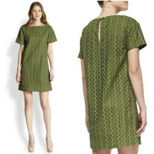 Abito Kate Spade verde foresta occhiellato cambio SS (foderato) 100% cotone taglia 4
