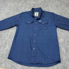 DIXXON Navy Blue Plaid Long Sleeve Button Up Shirt Men's M killer quality nice!!