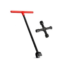 Eapele Water Meter Key 16 inch Enforced Steel T-Handle With 4-way Multi-Funct...