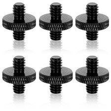 6 Pack Black 1/4 Male To 1/4 Inch Threaded Tripod Screw Adapter Double Head