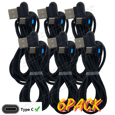 6x 90 Degree Right Angle USB Type C Fast Charger Cable 3/6Ft For Samsung Android