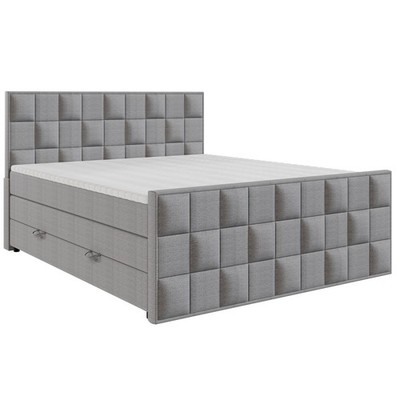 Boxspringbett - silber - H3 - 180x200 cm Doppelbett Polsterbett Gästebett