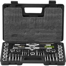 40Pcs Tap and Die Set Metric Size M3-M12 Rethreading Tapping Tools Kit With Case