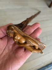 Blackthorn Antique Wooden Walking Stick with Carved Handle. 34 Inch