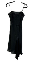 Vintage 90s Cachet Womens 4 Black Chiffon Satin Bias Slip Dress Whimsigoth