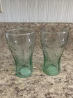 Coca-Cola Glasses Set of 2 Vintage LIBBEY COKE Small Green Juice 4.5" Tall