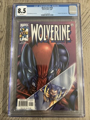 Wolverine #155 CGC 8.5 White Pgs Vs Deadpool Liefeld Cover Marvel 2000
