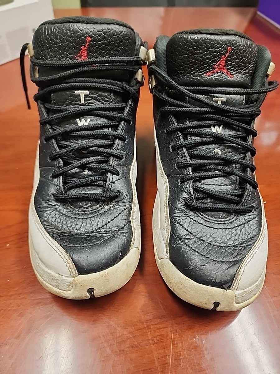2003 Nike Air Jordan Retro 12 XII OG Playoff Size 4Y Black/White 136001 016  USED