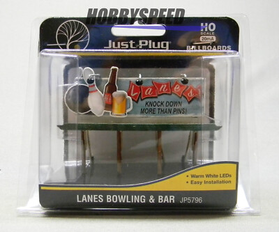 WOODLAND SCENICS HO SCALE JUST PLUG BILLBOARD LANE'S BOWLING & BAR WDS5796 NEW