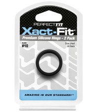 Perfect Fit Xact-Fit 10 2 Pack Black - 1" Male Cock Ring Sexual Enhancer