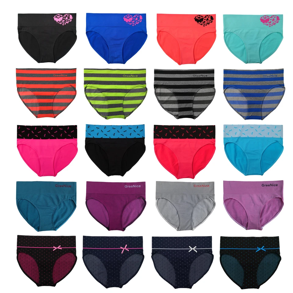 GREENICE Damen Slip mit hohem Bund Schlüpfer Unterwäsche Dessous aus Microfaser