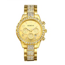 Fashion Women Date Luxury Stainless Steel Band Bling Analog Quartz Wrist Watch