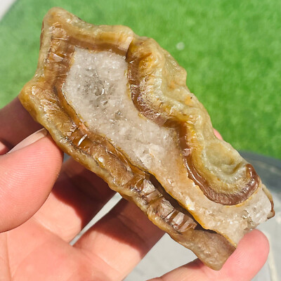 222g Natural Silk Ribbon Gobi Agate Geode Quartz Crystal Mineral Rough Specimen