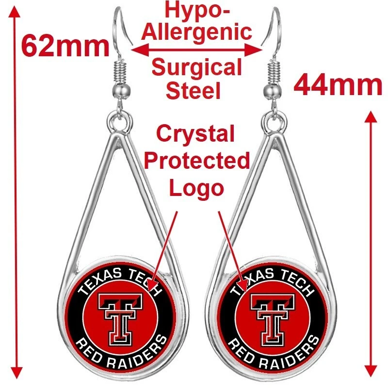 Pendientes colgantes de plata Texas Tech Red Raiders para mujer con paquete de regalo D29 Foto 2 de 4